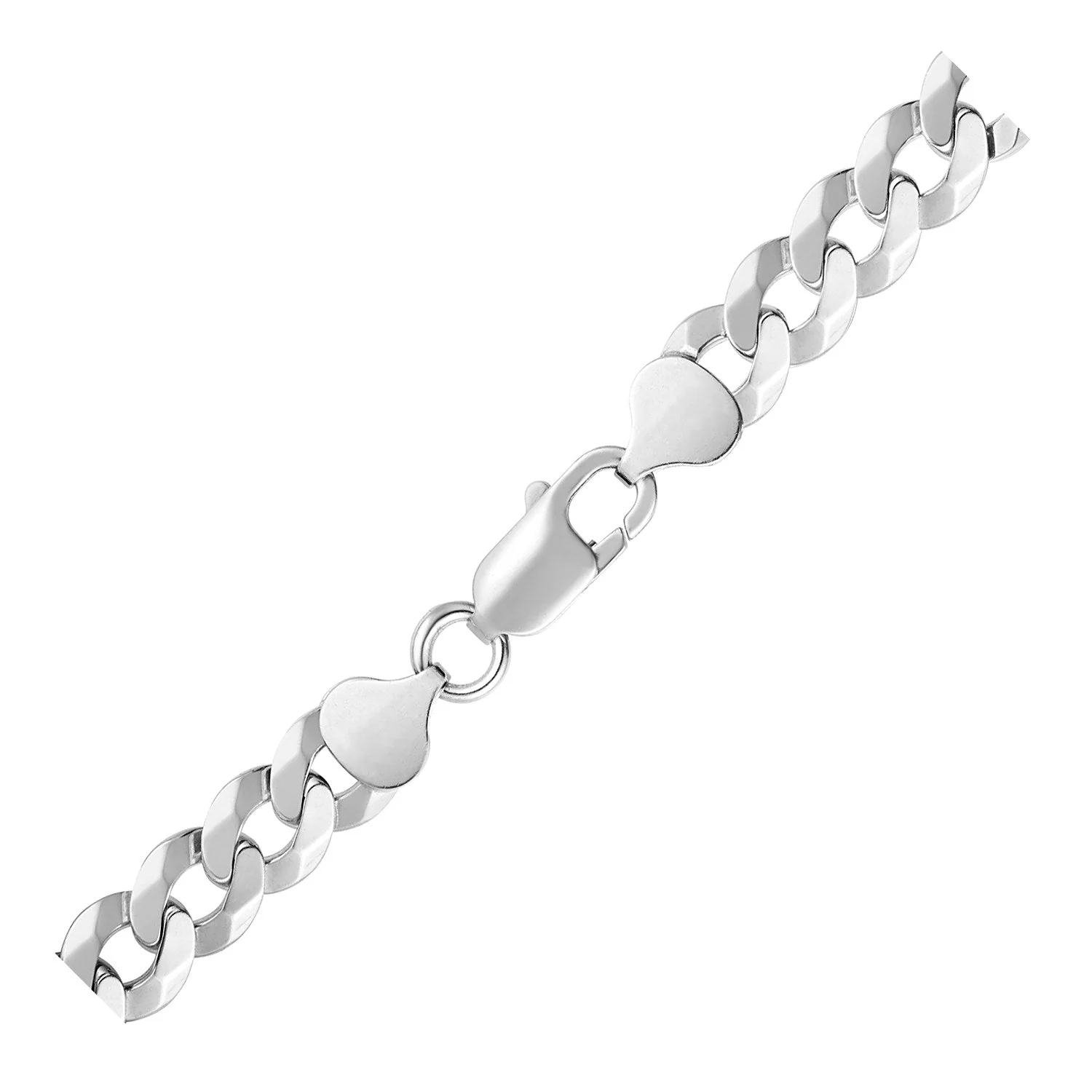 Rhodium Plated 8.4mm Sterling Silver Curb Style Bracelet - Image 7