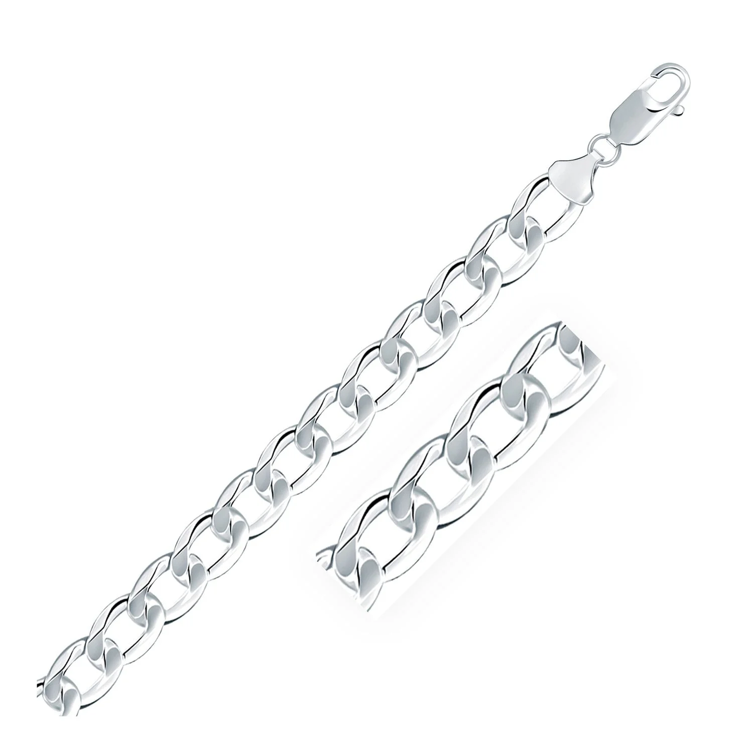 Rhodium Plated 8.4mm Sterling Silver Curb Style Chain - Image 6