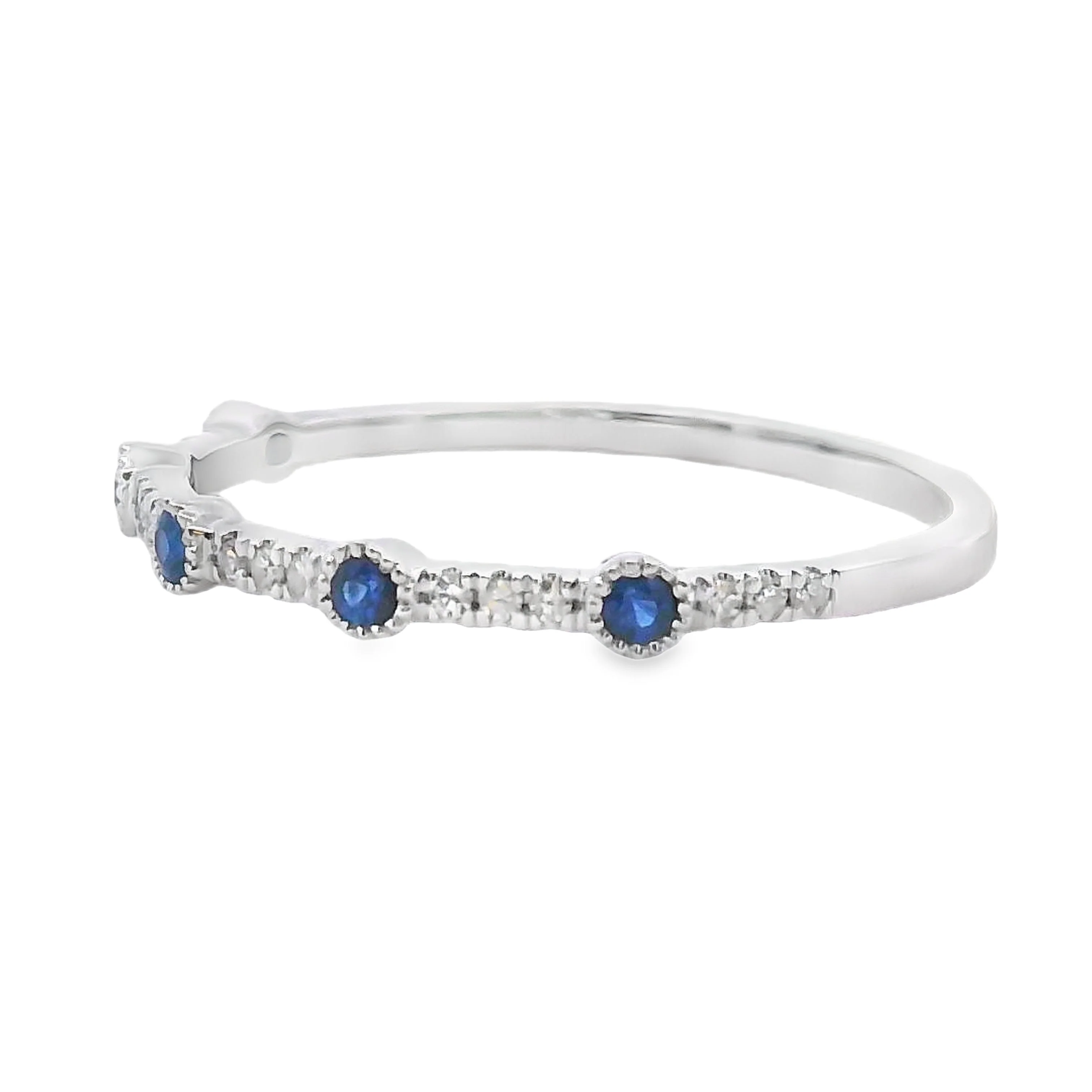 Sapphire Diamond stackable band set 14KT White Gold - Image 2
