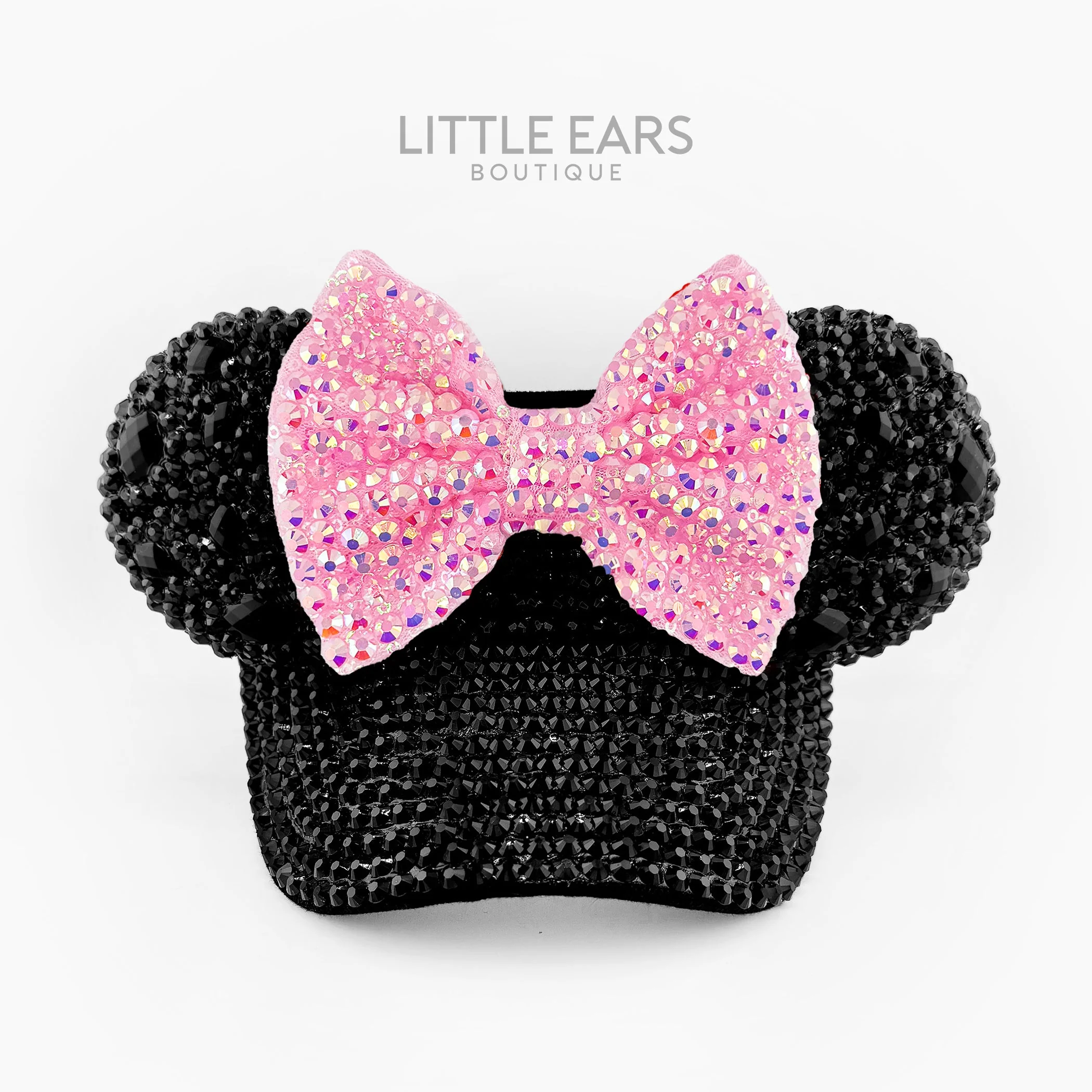 Shiny Light Pink Bow on Deep Black Visor