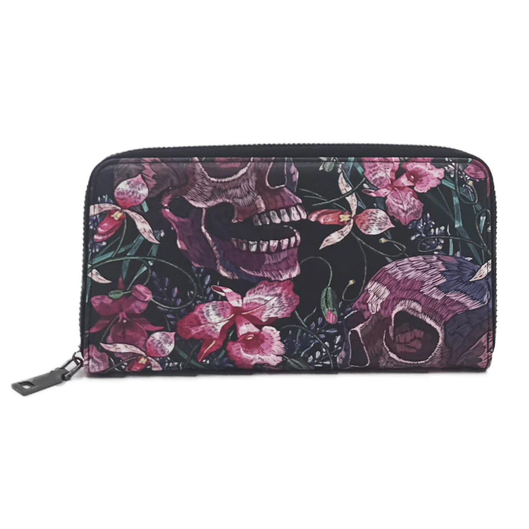 Skulls and Flowers Clutch Wallet - Image 3