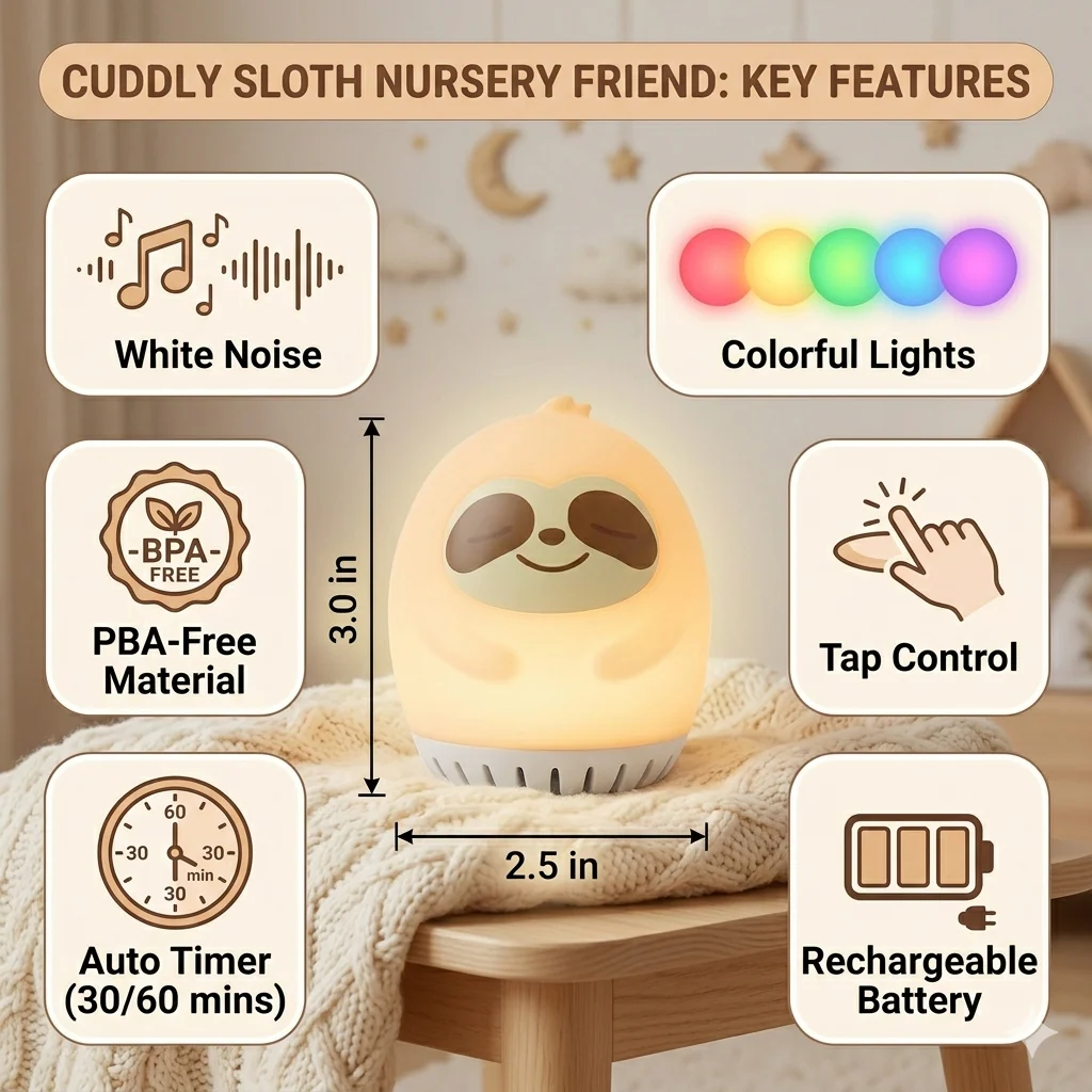 Sleeping Pal Mini Sound Machine - 'Sissy' The Sloth - Image 2