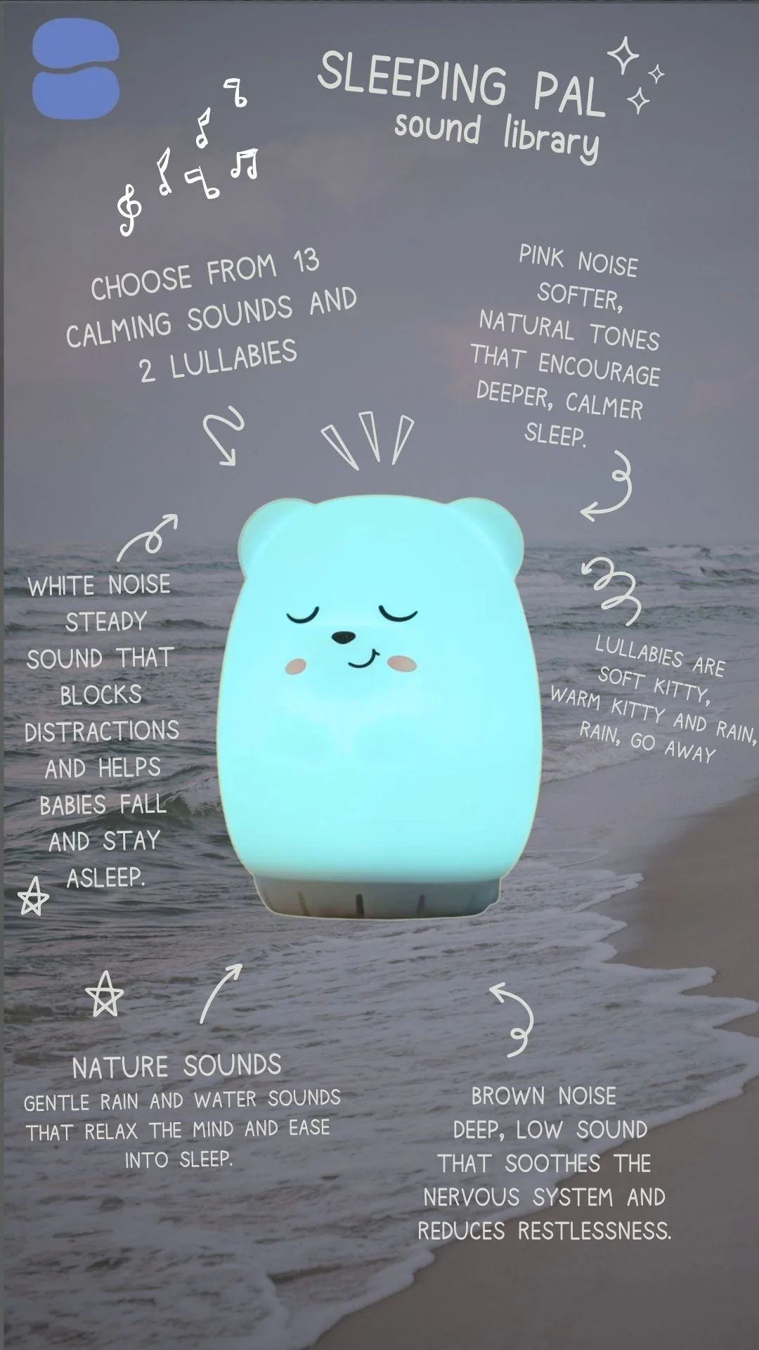Sleeping Pal Night Light Sound Machine - 'Ted' a carefree little Bear - Image 10