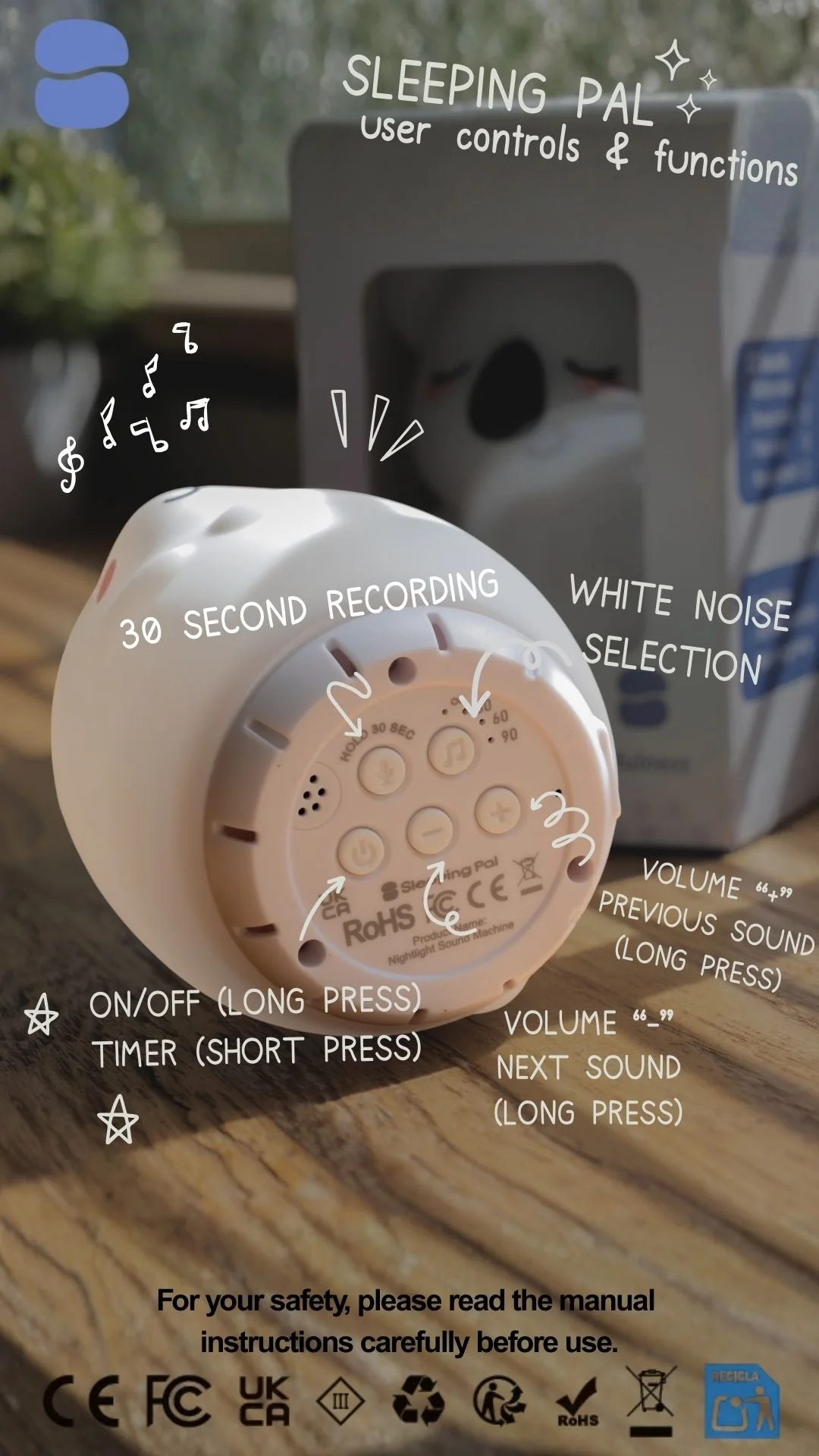Sleeping Pal Night Light Sound Machine - 'Ted' a carefree little Bear - Image 11