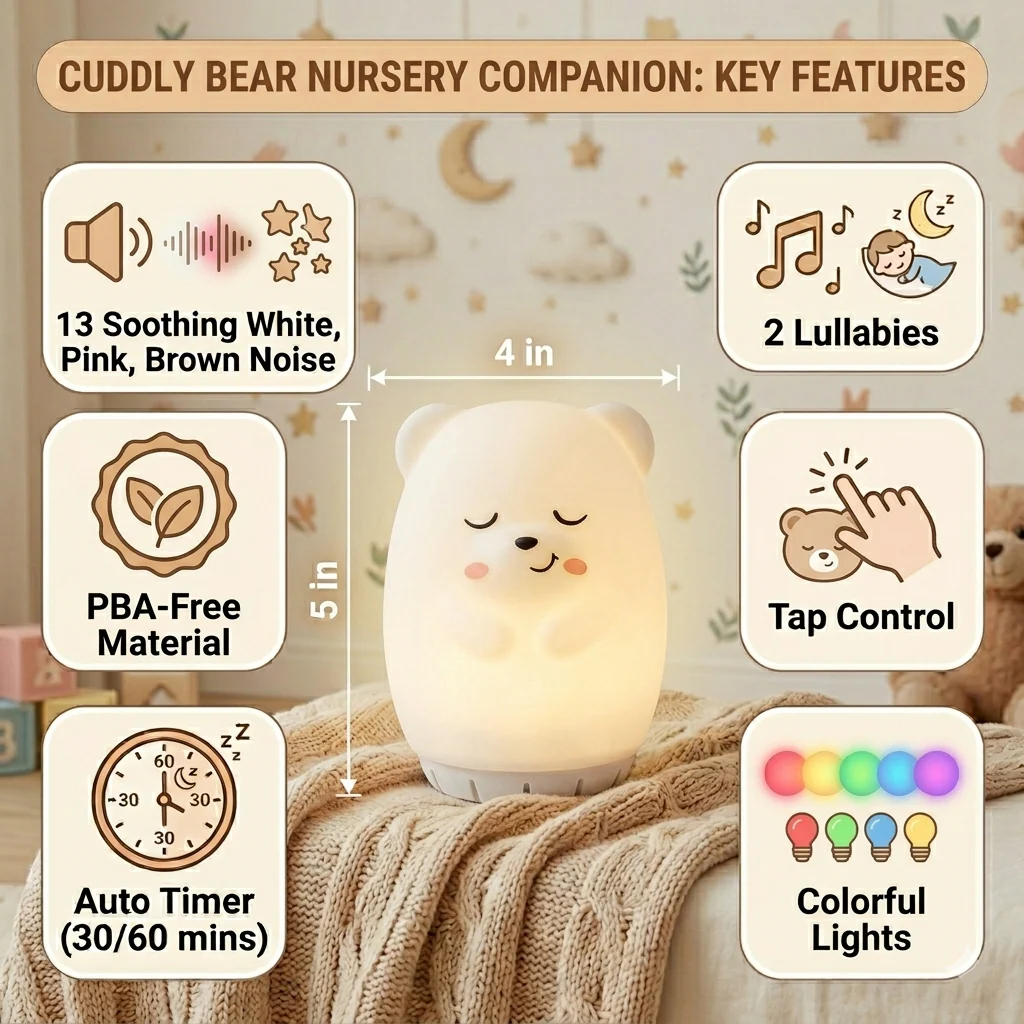 Sleeping Pal Night Light Sound Machine - 'Ted' a carefree little Bear - Image 3