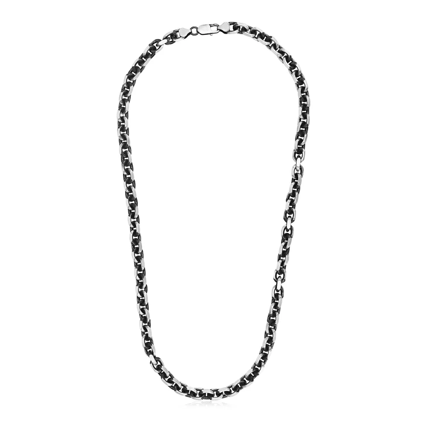 Sterling Silver Gunmetal Finish Oval Link Necklace - Image 4
