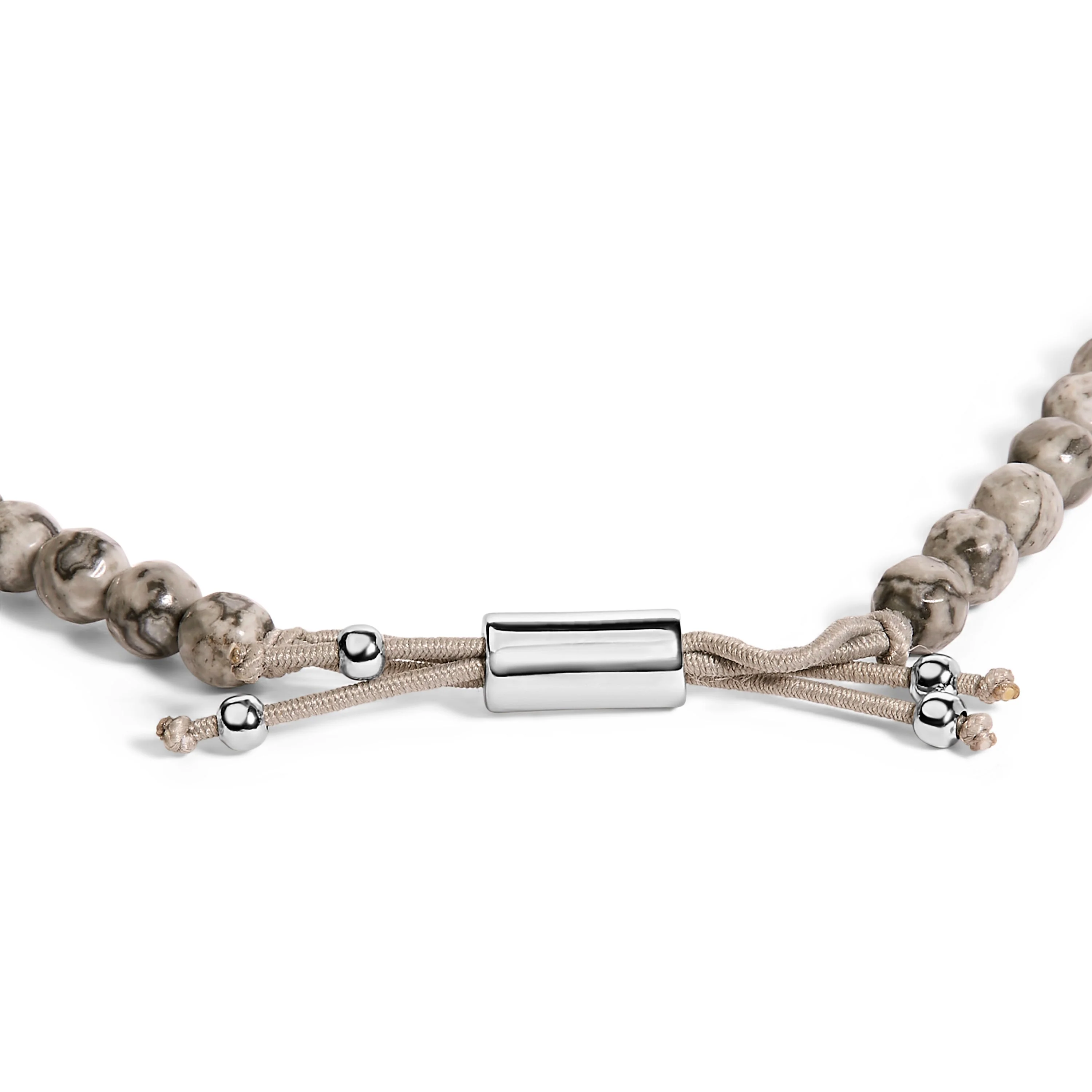 Sterling Silver Jasper Bead Station Bracelet Bolo Clasp - Image 2