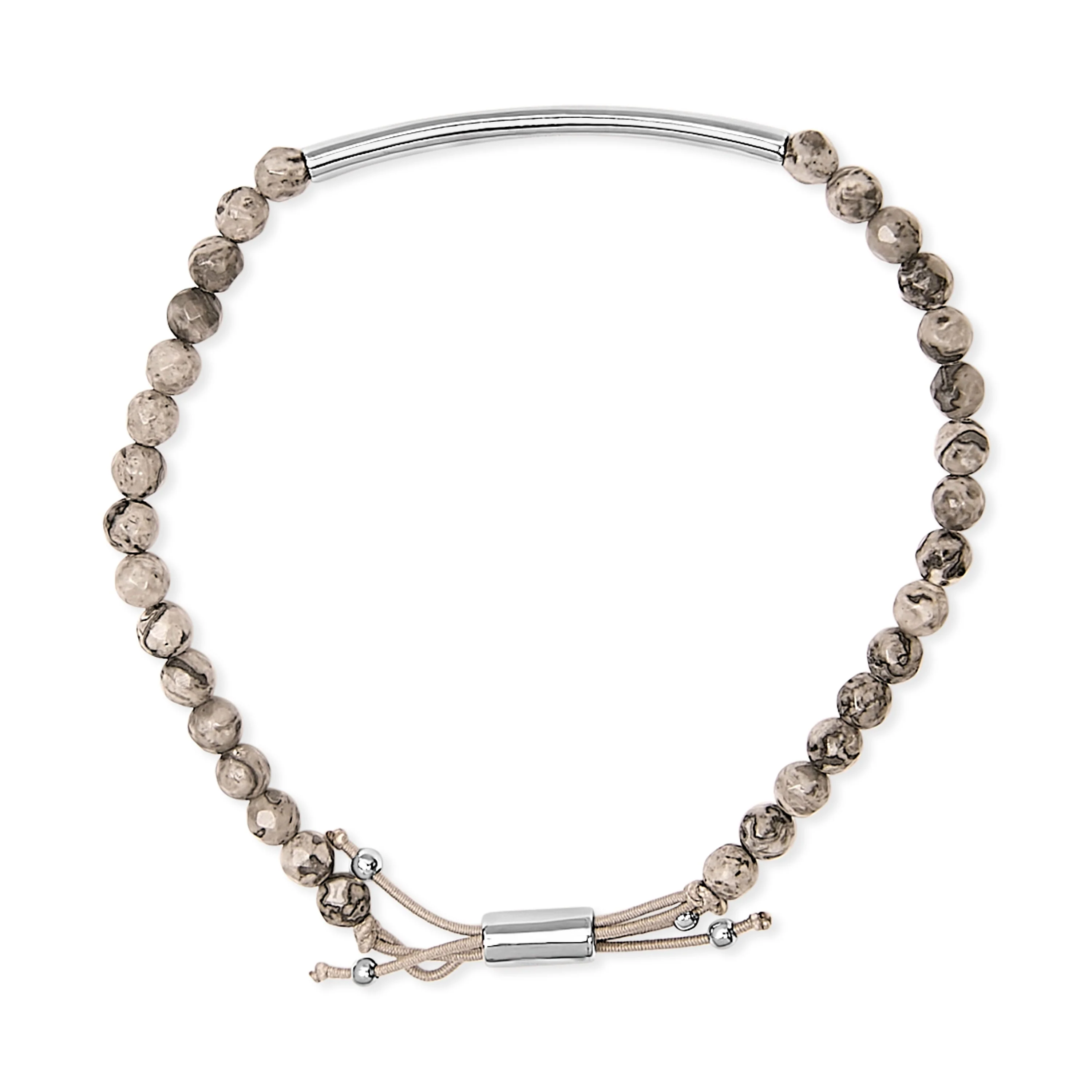 Sterling Silver Jasper Bead Station Bracelet Bolo Clasp - Image 3