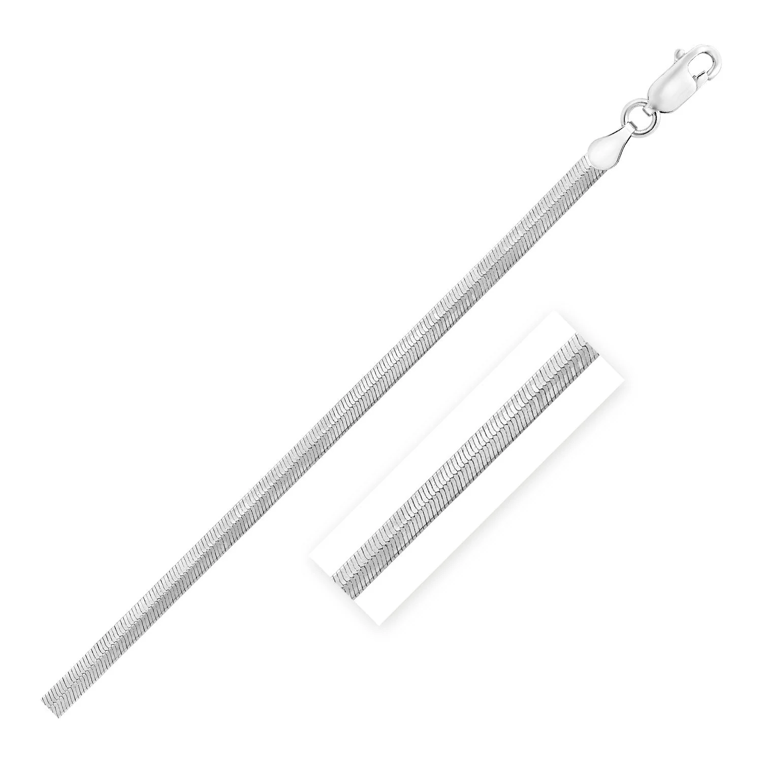 Sterling Silver Rhodium Plated Herringbone Chain 3.3mm - Image 3