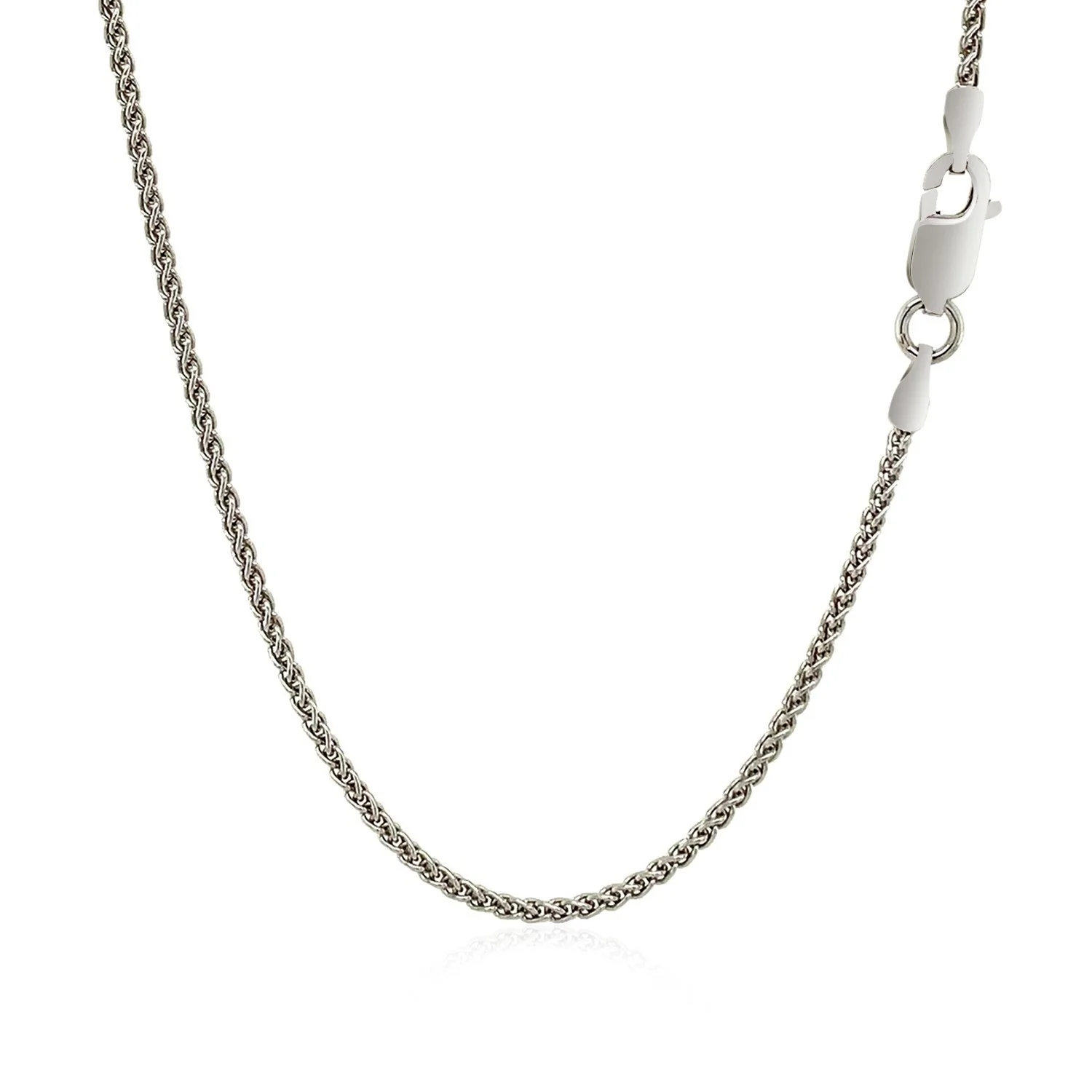 Sterling Silver Rhodium Plated Wheat Chain 1.3mm - Image 3