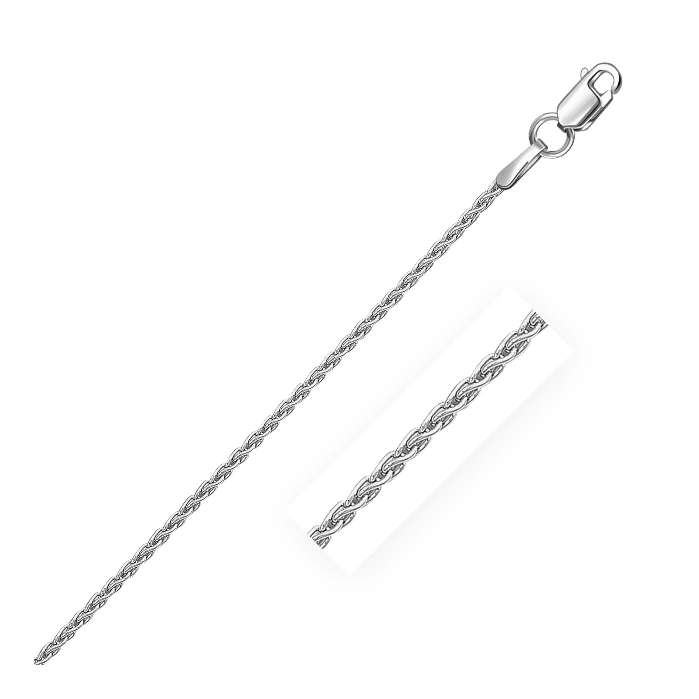 Sterling Silver Rhodium Plated Wheat Chain 1.3mm - Image 6