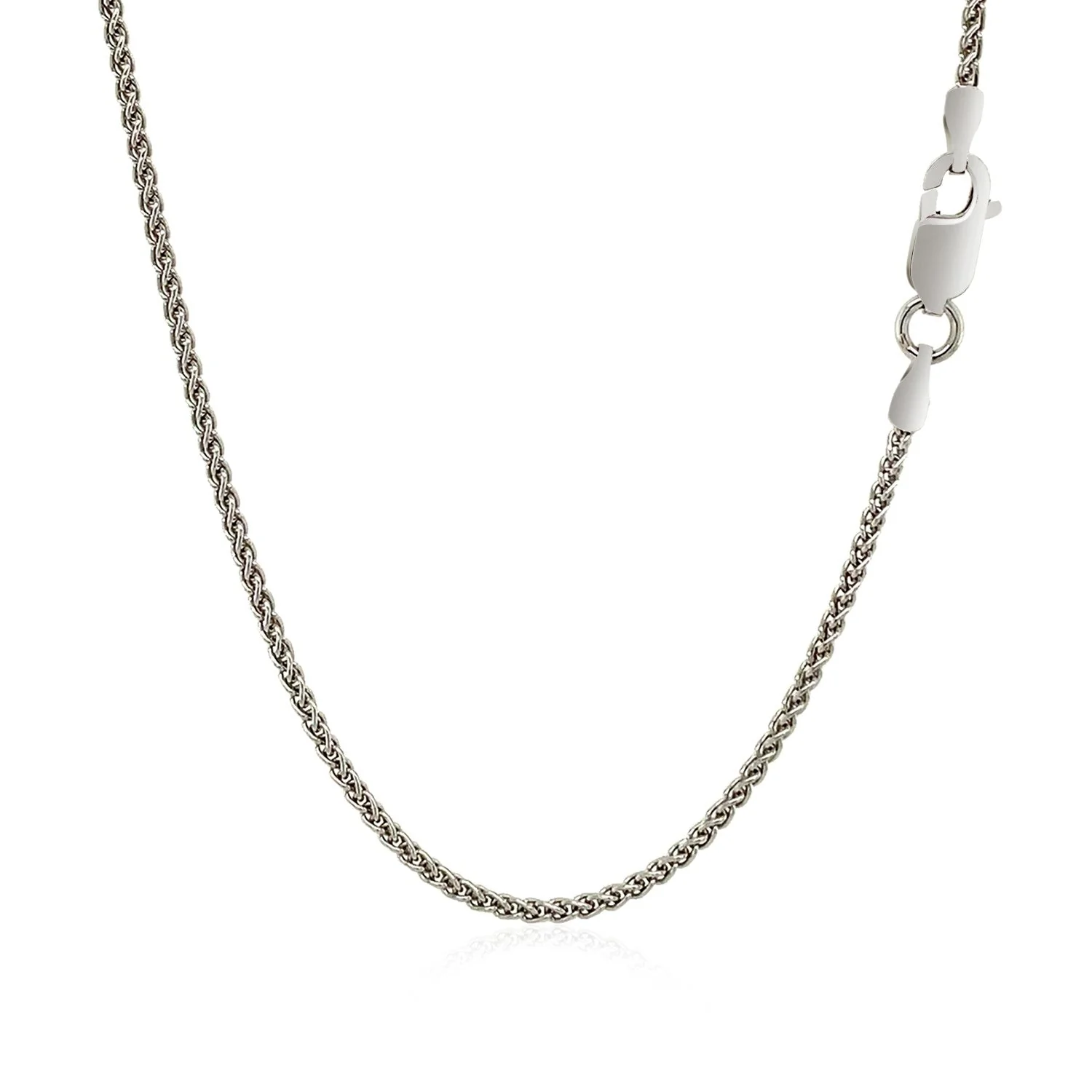 Sterling Silver Rhodium Plated Wheat Chain 1.3mm - Image 8