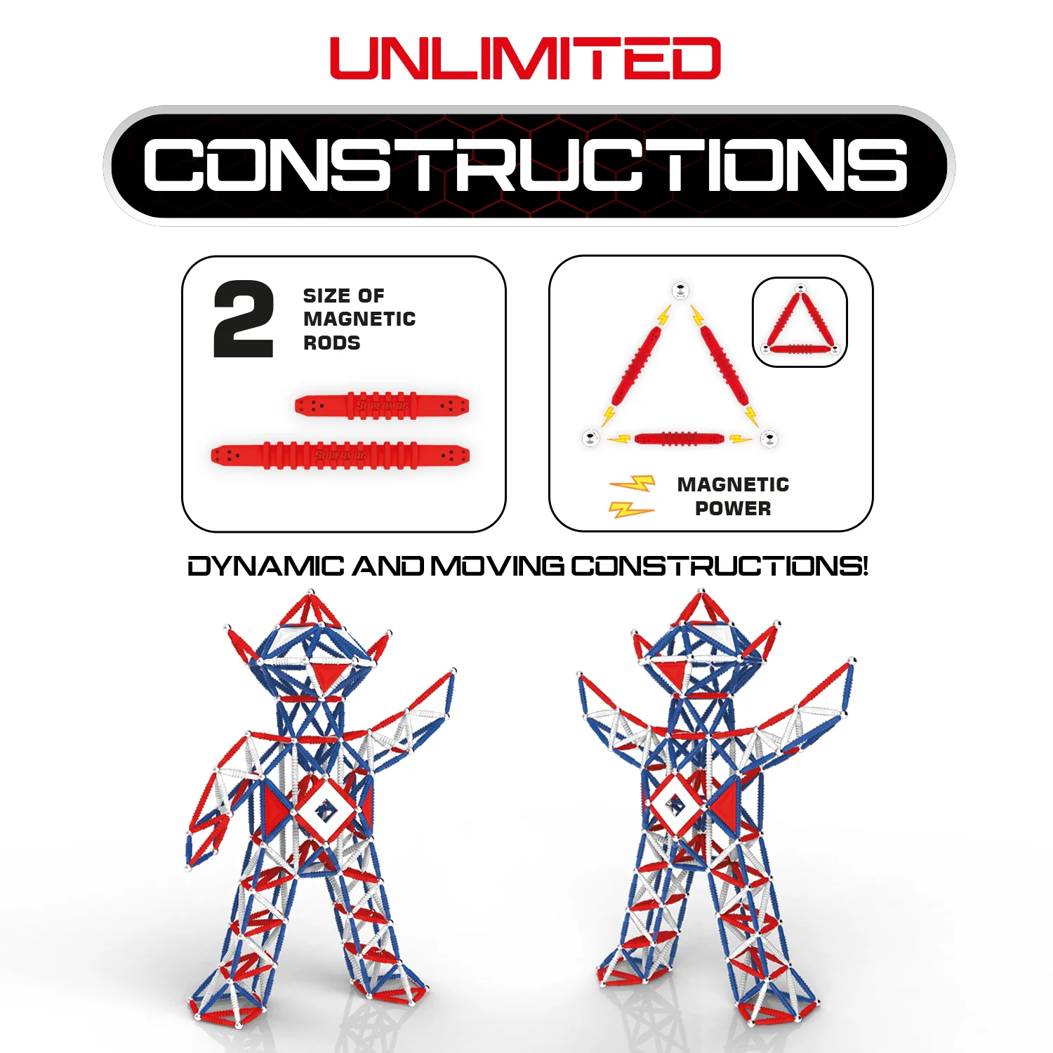 Tinamiri Supermag - Heroes Baby 460 - Magnetic Building Set, Educational construction fun, 460 piece set, Magnet Toys, 0170 - Image 3