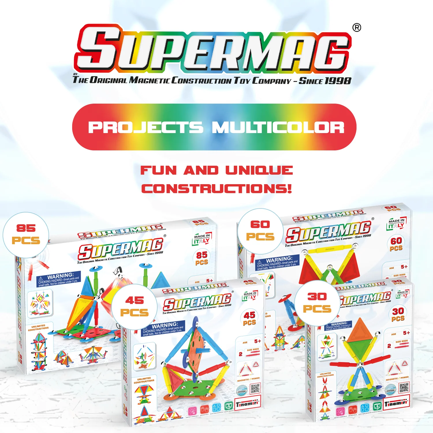 Tinamiri Supermag - Multicolor 30 - Magnetic Building Set, Educational construction fun, 30 piece set, Magnet Toys, 0650 - Image 8