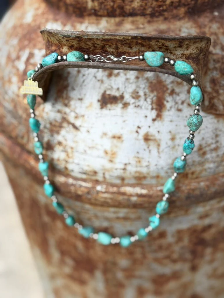 Turquoise Nugget Beaded Necklace - Image 3