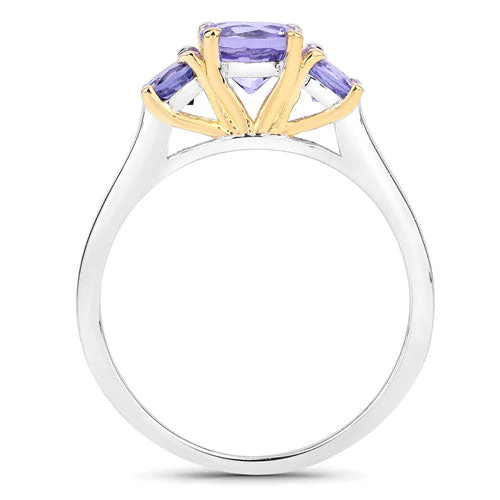 Two Tone Plated 1.07 Carat Genuine Tanzanite .925 Sterling Silver Ring - Image 5