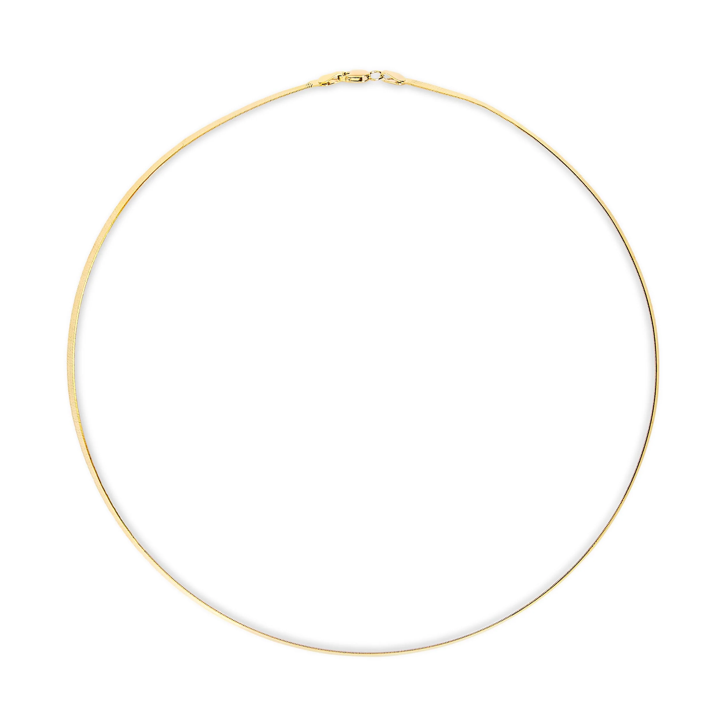 Unisex Solid 14K Yellow Gold 2.8mm Imperial Herringbone Chain Necklace - 18" Inches - Image 3