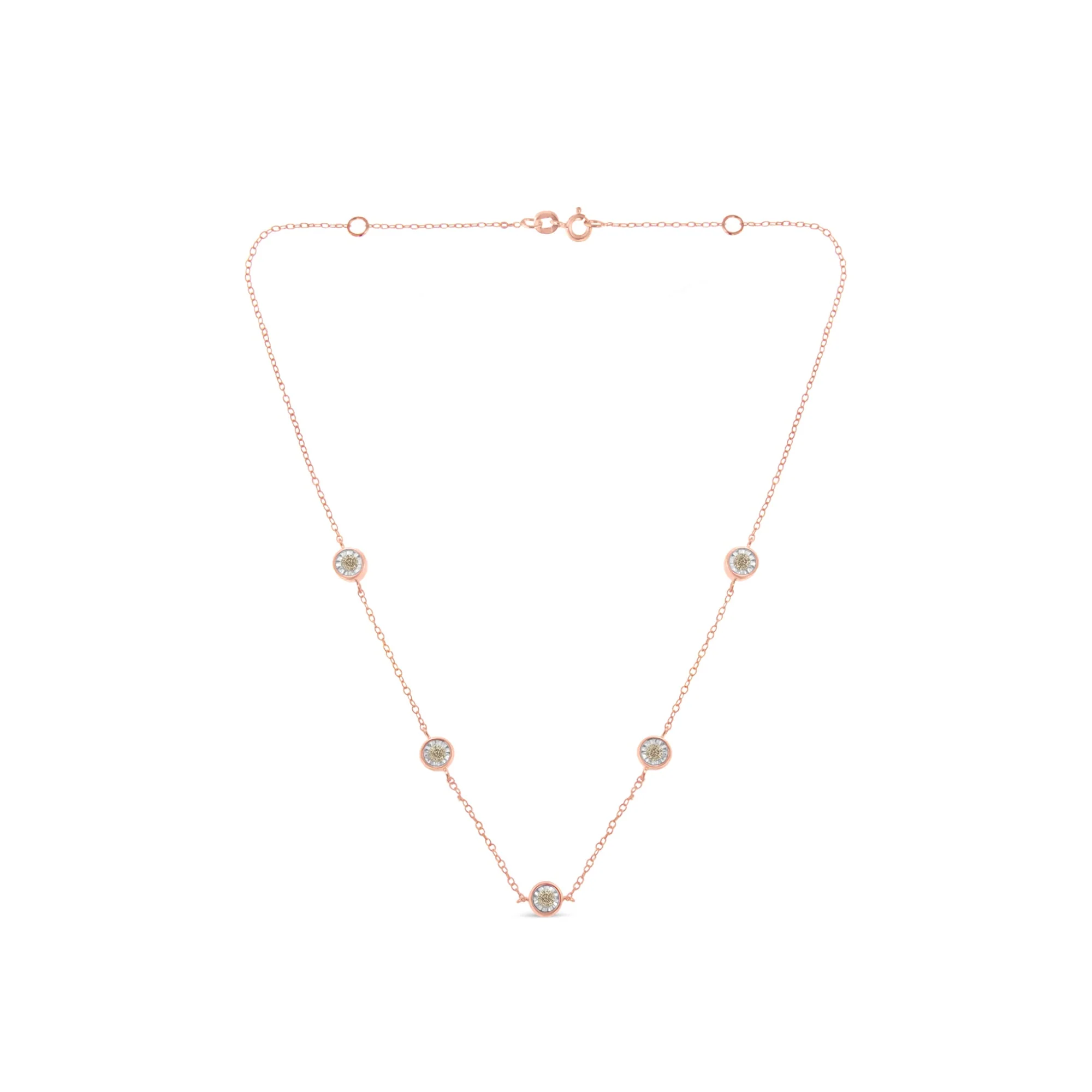 Yellow Color Plated Sterling Silver Diamond Station Necklace (1/2 cttw, K-L Color, I2-I3 Clarity) - Image 11