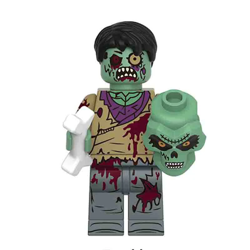 Zombie with Head Lego Minifigure Custom Horror Toy